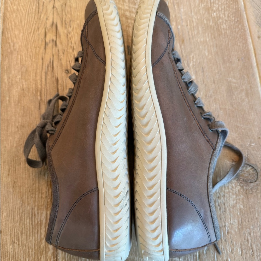 John Varvatos Brown Gray Leather Lace-Up Sneakers 10.5 - Picture 6 of 9